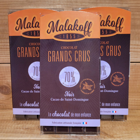 Tablette chocolat noir cacao de Saint-Domingue 70% - Malakoff