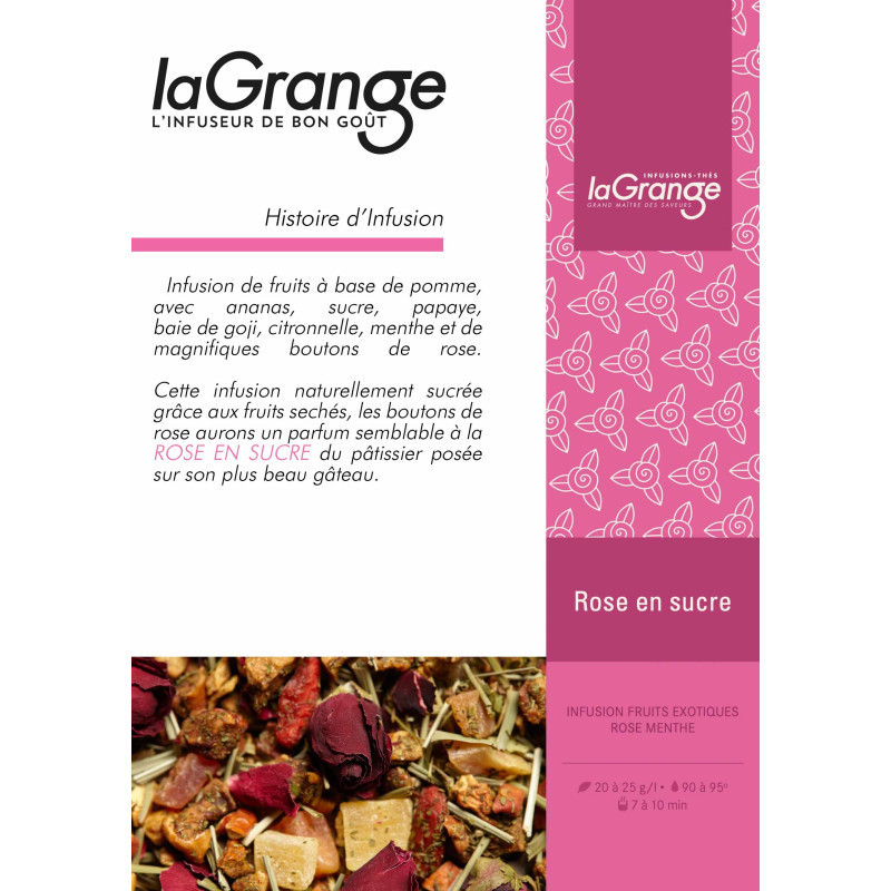 Infusion Rose en sucre Maison Lagrange 100g – Fruité & Floral