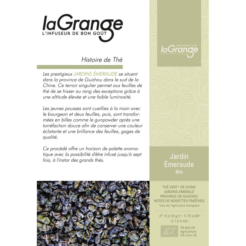 Jardin d’Émeraude Maison Lagrange – Thé vert floral et fruité