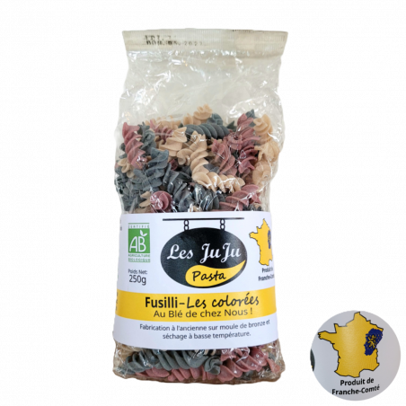 Fusili Bio Semi-complète Tricolore - JuJu Pastas - 250g